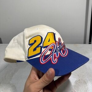 Jeff Gordon 24 NASCAR Hat Chase Authentics Vintage Snapback Cream Blue Cotton